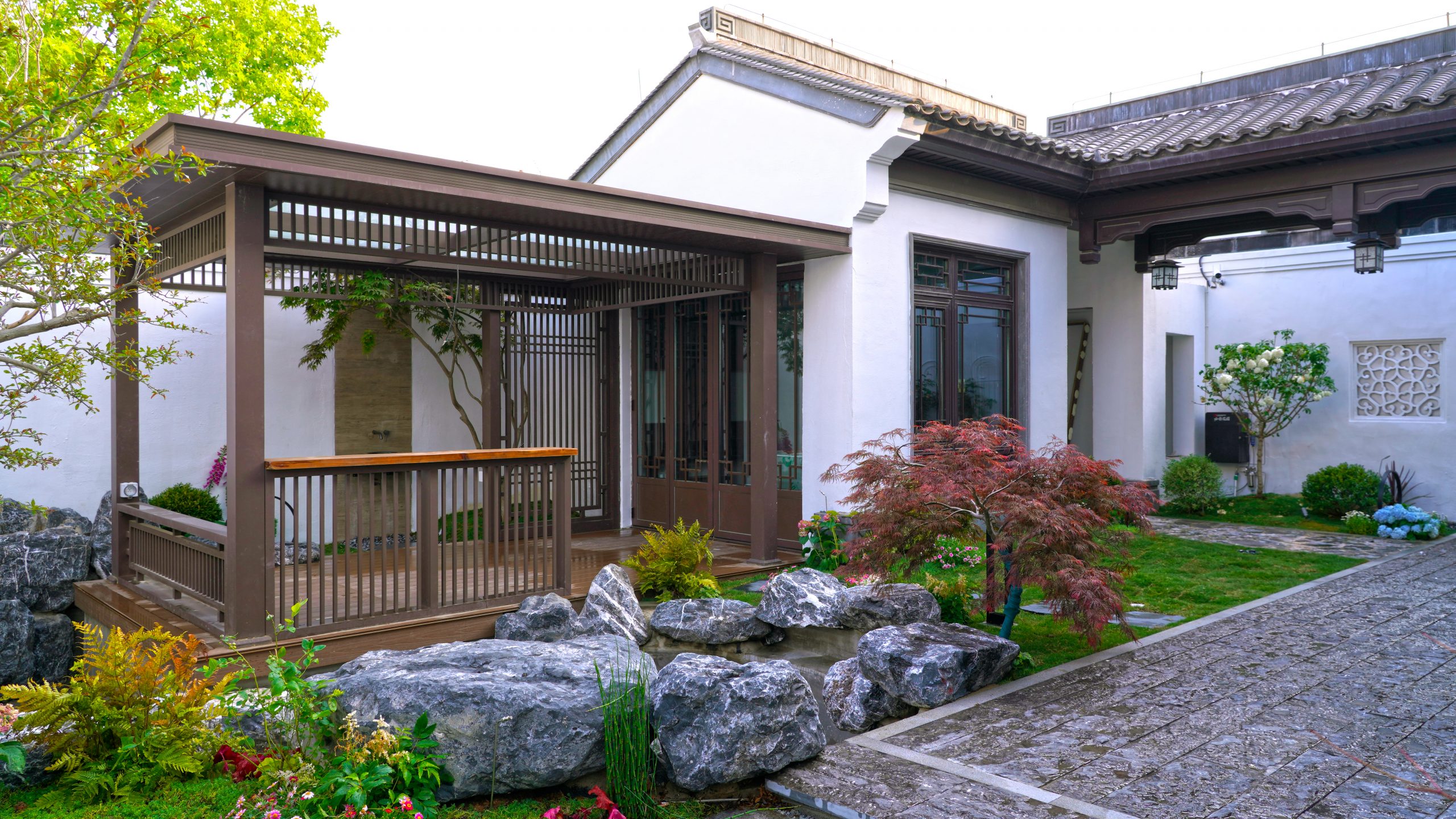 即墨庭院設(shè)計(jì)施工實(shí)景|156㎡中式花園-天泰桃花源